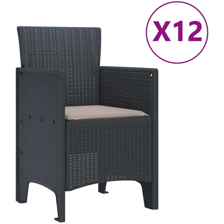 Trädgårds matbord 13 pcs Antracit Plast rattan vidaXL Stor – bild 5