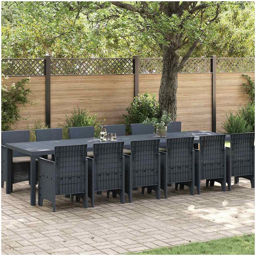 Trädgårds matbord 13 pcs Antracit Plast rattan vidaXL Stor