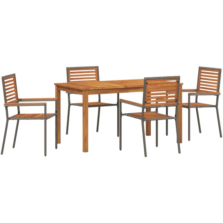 Trädgårds Matbord 5 Delar 5 pcs Grå vidaXL 140 x 80 x 74 cm – bild 2