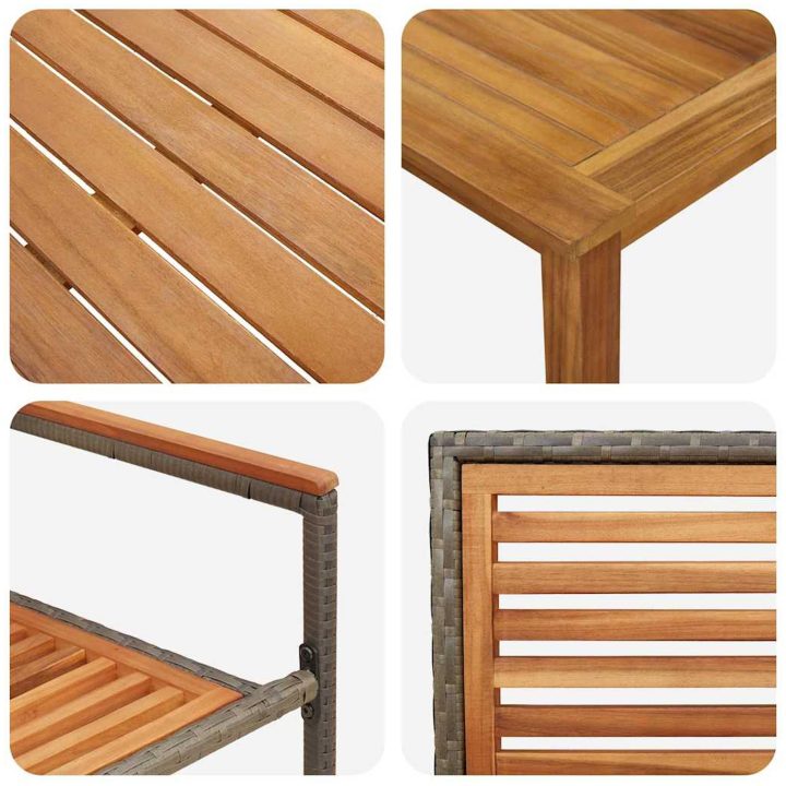 Trädgårds Matbord 5 Delar 5 pcs Grå vidaXL 140 x 80 x 74 cm – bild 9