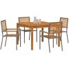 Trädgårds matbord 5 pcs Grå Rattan och trä vidaXL 110 x 110 x 75 cm – miniatyr 3