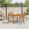 Trädgårds matbord 5 pcs Grå Rattan och trä vidaXL 110 x 110 x 75 cm – miniatyr 4