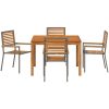 Trädgårds matbord 5 pcs Grå Rattan och trä vidaXL 110 x 110 x 75 cm – miniatyr 7
