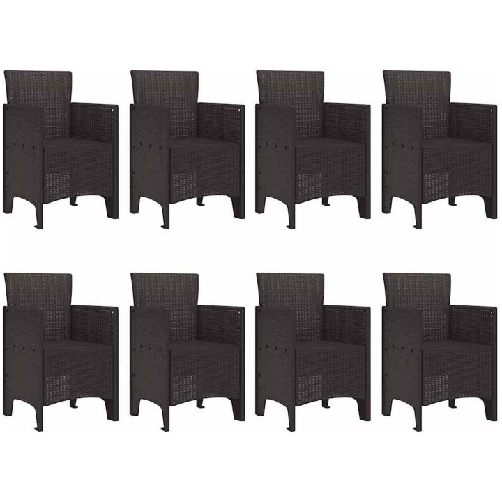 Trädgårds matbord 9 pcs Brun Rotting & Metall vidaXL 250 x 100 x 73 cm – bild 5