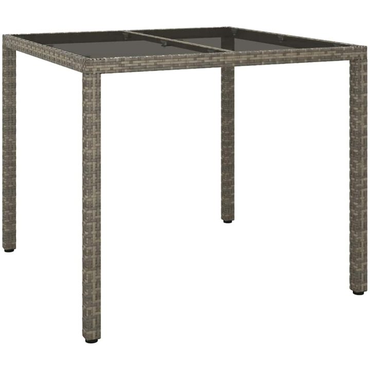 Trädgårds Matbord Grå Konstrotting vidaXL 90 x 90 x 75 cm – bild 2