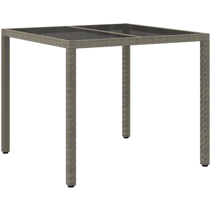 Trädgårds Matbord Grå Konstrotting vidaXL 90 x 90 x 75 cm – bild 5