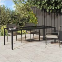 Trädgårds matbord Svart Poly Rattan vidaXL