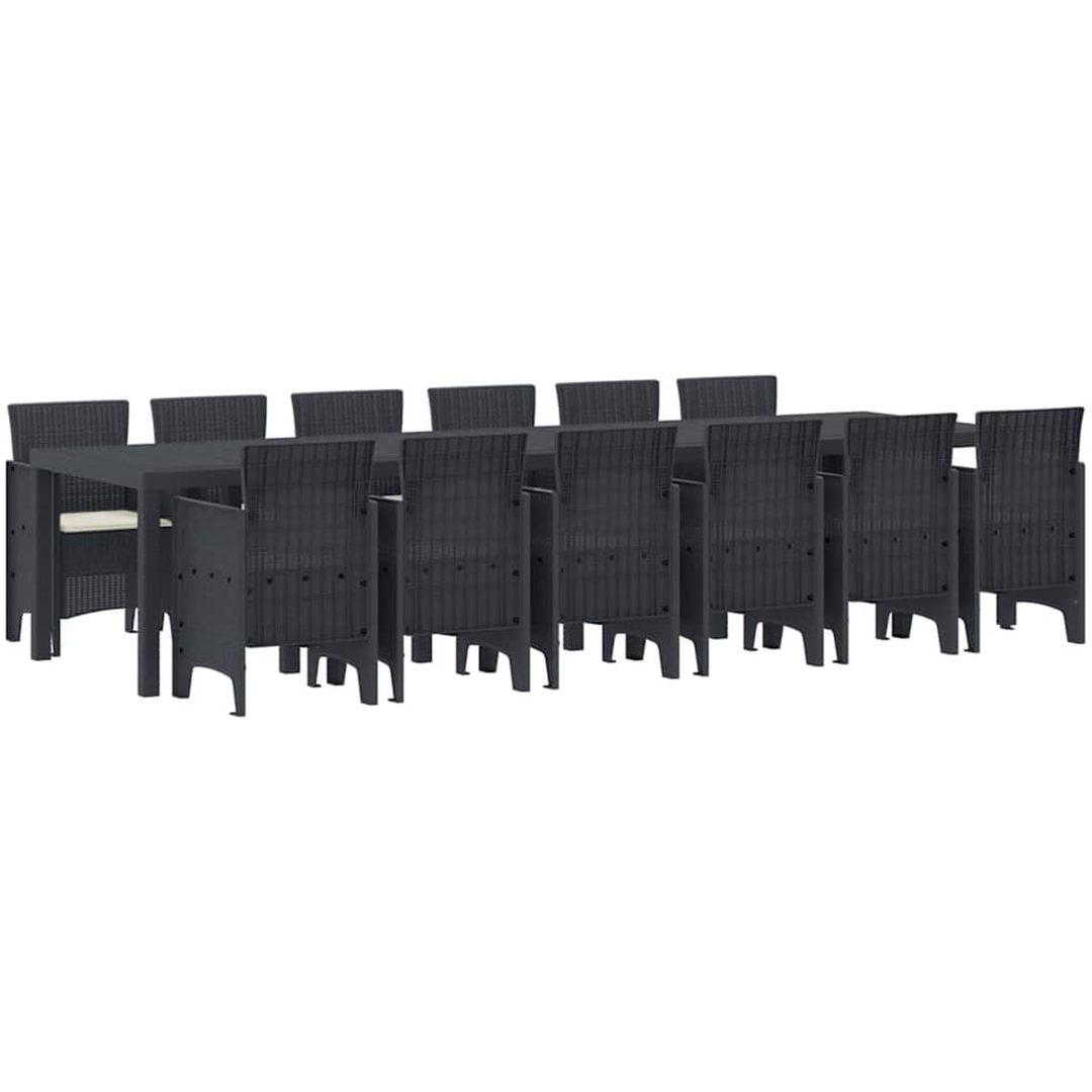 Trädgårds matbordset 13 pcs Antracit Konstrotting vidaXL Stort – bild 2