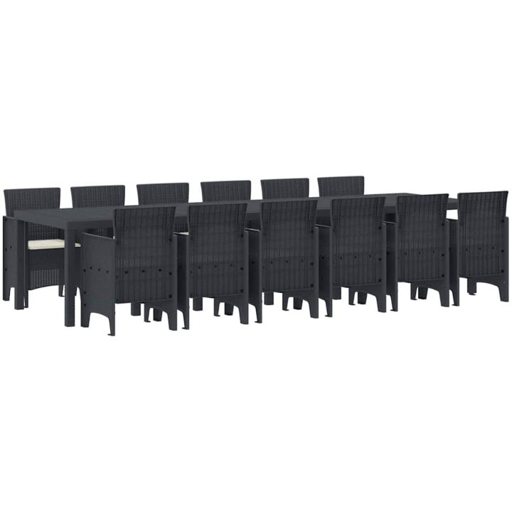 Trädgårds matbordset 13 pcs Antracit Konstrotting vidaXL Stort – bild 2