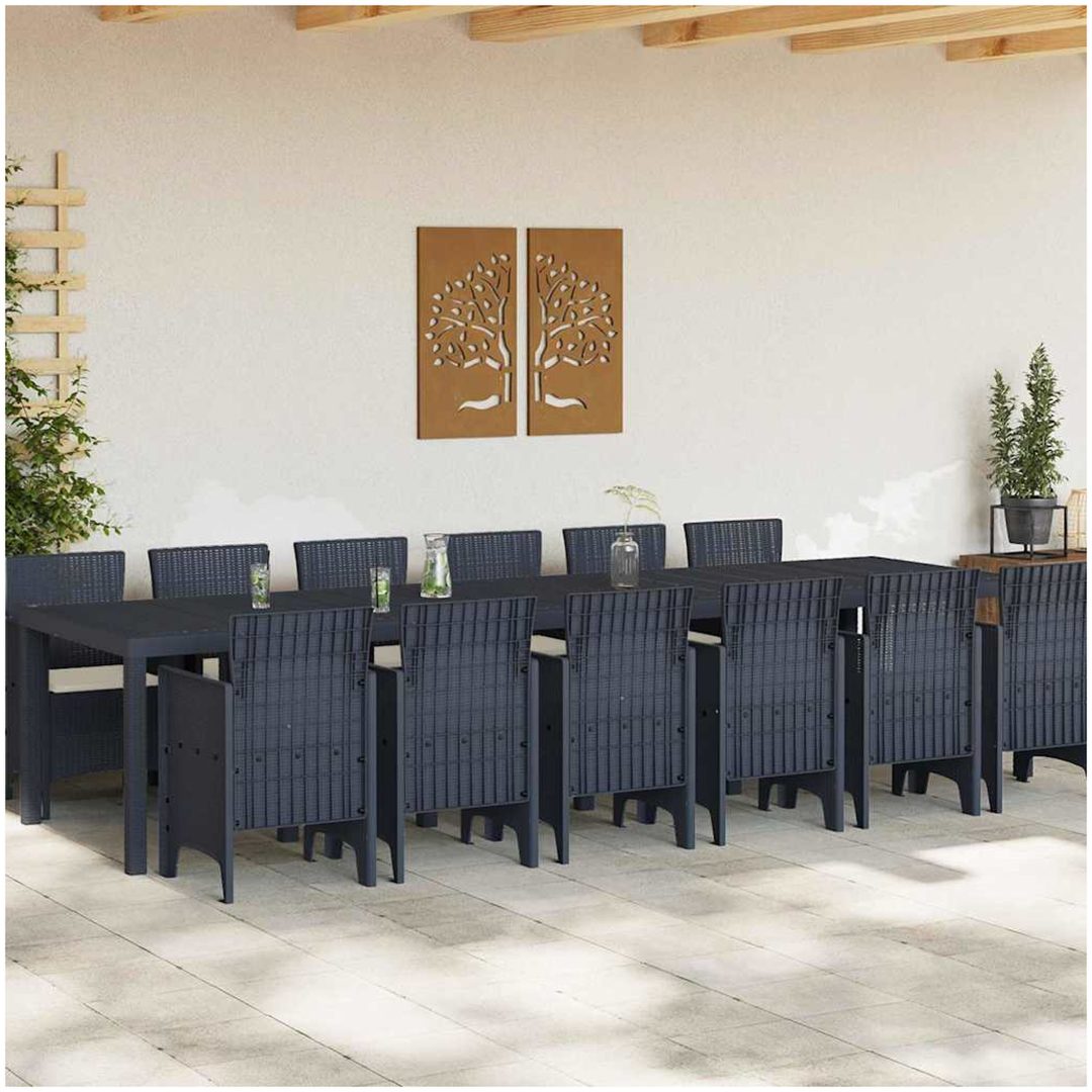 Trädgårds matbordset 13 pcs Antracit Konstrotting vidaXL Stort – bild 3