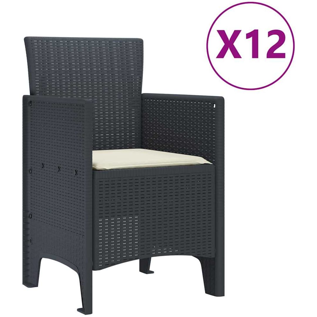 Trädgårds matbordset 13 pcs Antracit Konstrotting vidaXL Stort – bild 5