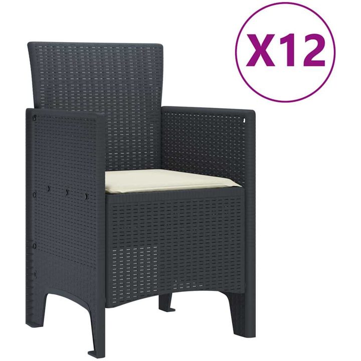 Trädgårds matbordset 13 pcs Antracit Konstrotting vidaXL Stort – bild 5