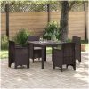 Trädgårds Matbordset 5 pcs Brun Konstrotting vidaXL 100 x 100 x 73 cm – miniatyr 1