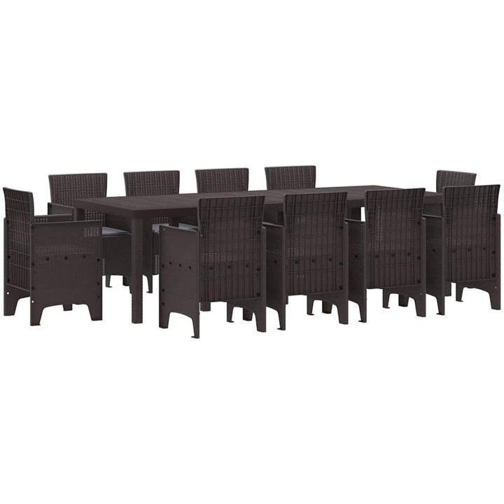 Trädgårds matgrupp 11 pcs Brun vidaXL 250 x 100 x 73 cm – bild 2