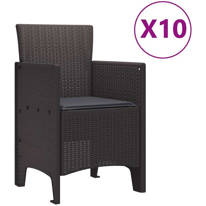 Trädgårds matgrupp 11 pcs Brun vidaXL 250 x 100 x 73 cm – bild 5