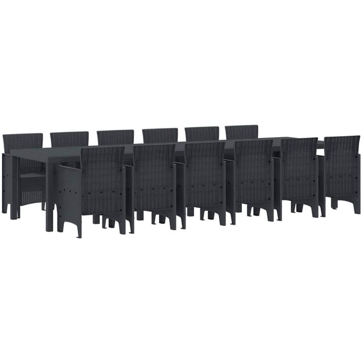 Trädgårds Matgrupp 13 pcs Antracit Polypropylen vidaXL 12 - Sits – bild 2