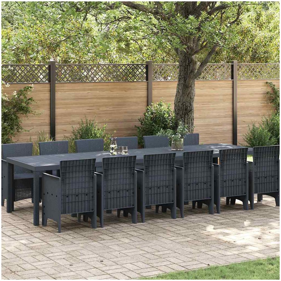 Trädgårds Matgrupp 13 pcs Antracit Polypropylen vidaXL 12 - Sits