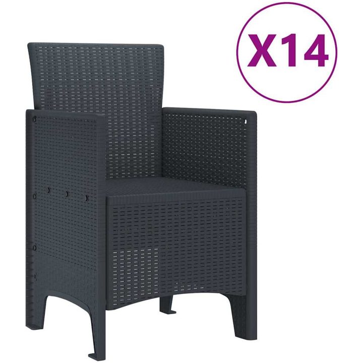 Trädgårds matgrupp 15 pcs Antracit Plast vidaXL Stor – bild 5