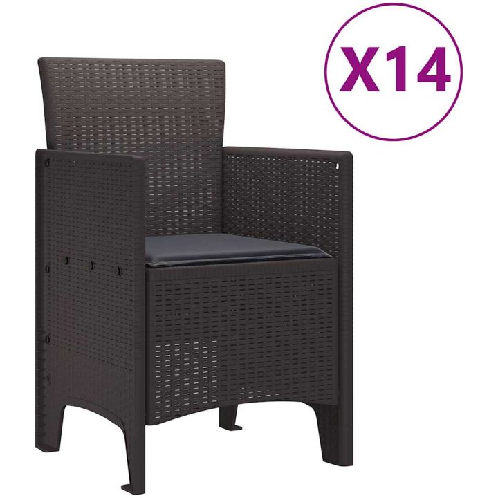Trädgårds matgrupp 15 pcs Brun Polyetenrattan. vidaXL Stor – bild 5
