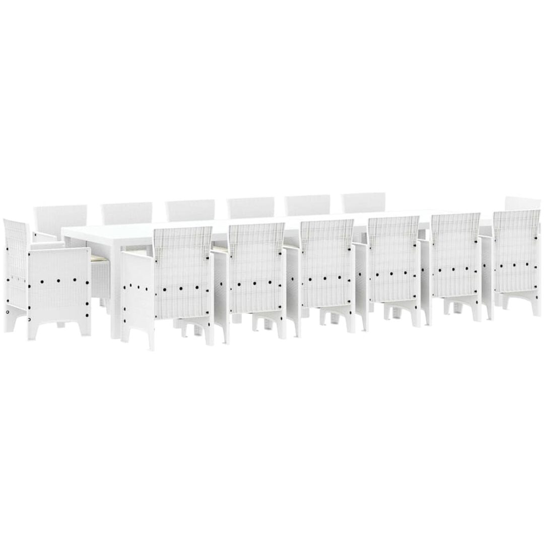 Trädgårds matgrupp 15 pcs Vit Poly Rattan, metall vidaXL Large – bild 2