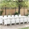 Trädgårds matgrupp 15 pcs Vit Poly Rattan, metall vidaXL Large – miniatyr 4