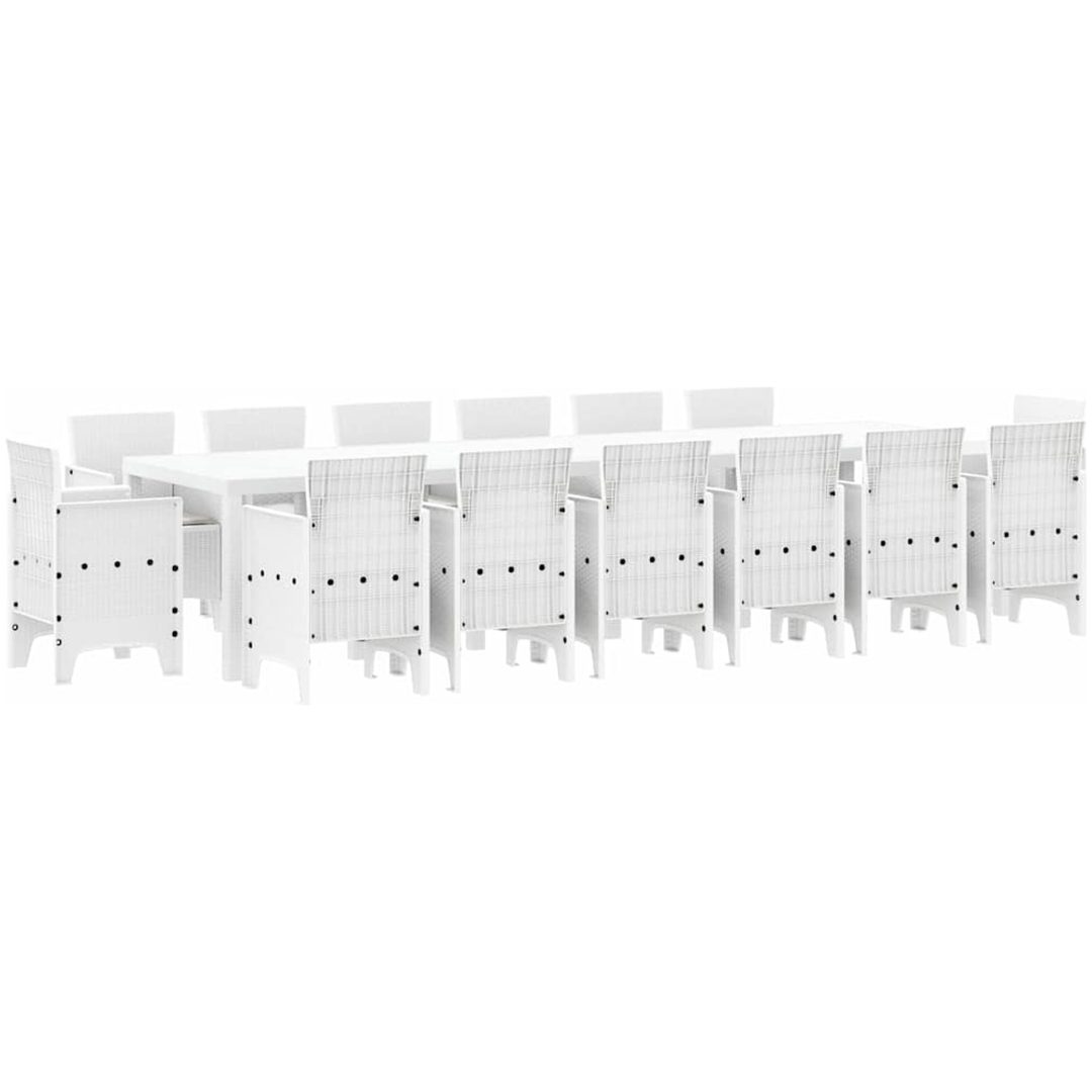 Trädgårds matgrupp 15 pcs Vit Rattan, metall vidaXL 14 - Sits – bild 2