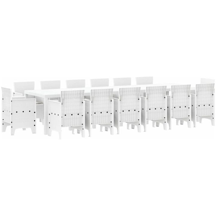 Trädgårds matgrupp 15 pcs Vit Rattan, metall vidaXL 14 - Sits – bild 2