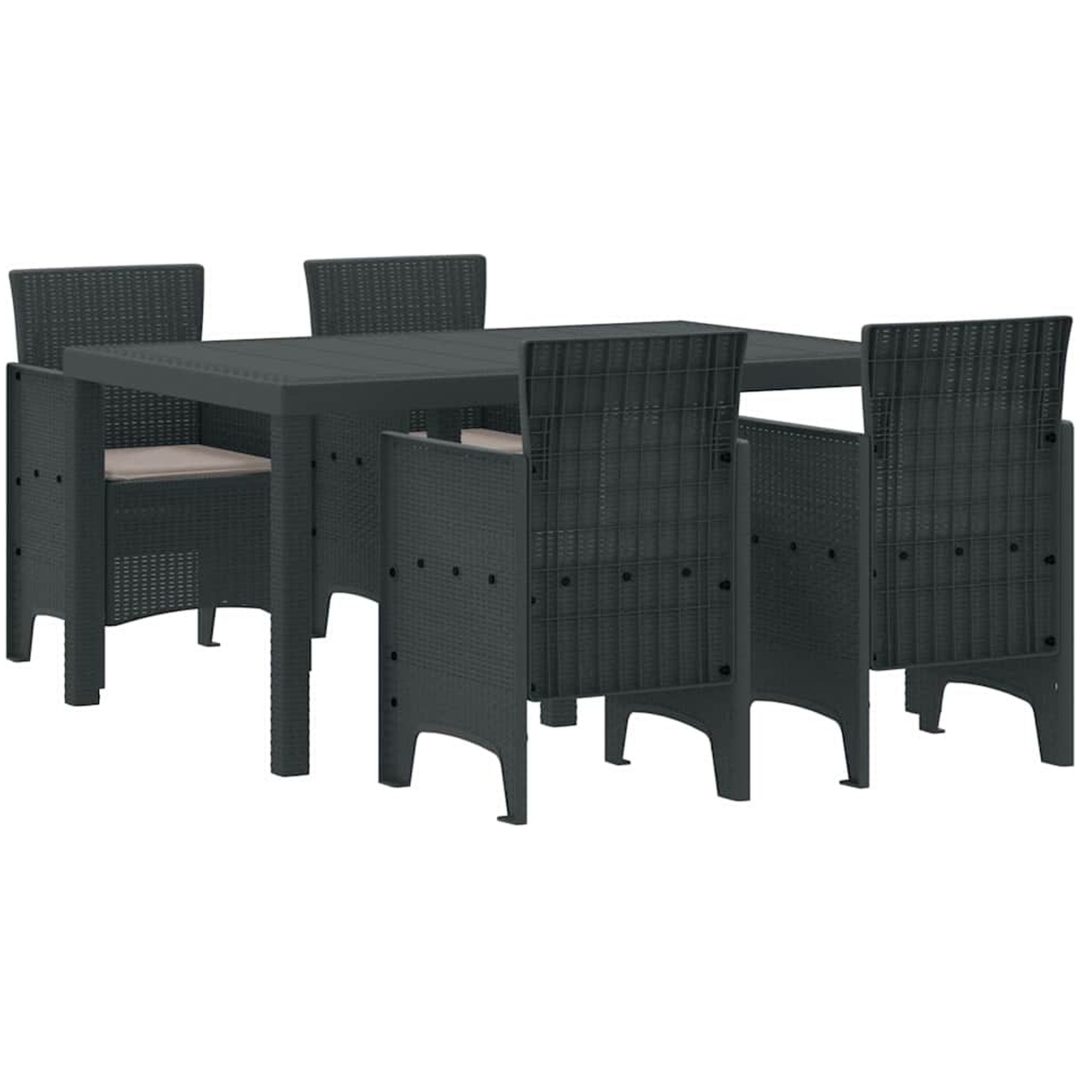Trädgårds matgrupp 5 pcs Antracit vidaXL 150 x 100 x 73 cm – bild 2
