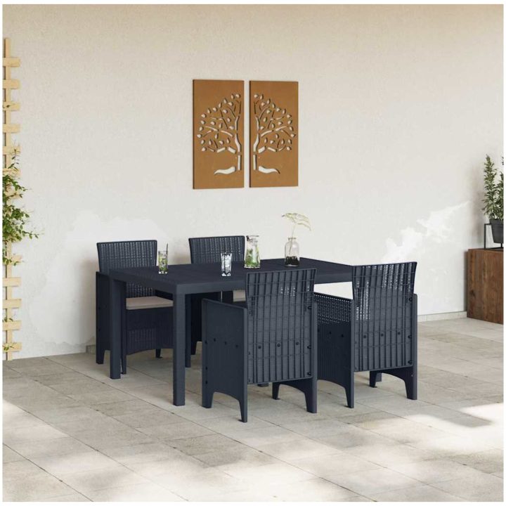 Trädgårds matgrupp 5 pcs Antracit vidaXL 150 x 100 x 73 cm – bild 3