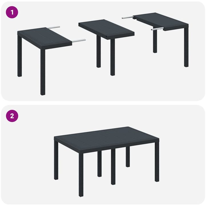 Trädgårds matgrupp 5 pcs Antracit vidaXL 150 x 100 x 73 cm – bild 9