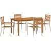 Trädgårds Matgrupp 5 pcs Beige vidaXL 150 x 90 x 74 cm – miniatyr 2