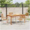 Trädgårds Matgrupp 5 pcs Beige vidaXL 150 x 90 x 74 cm – miniatyr 4