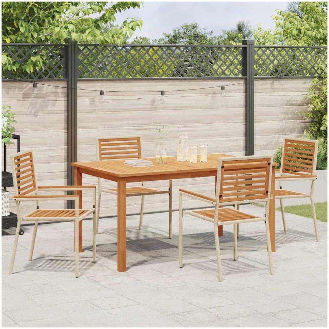 Trädgårds Matgrupp 5 pcs Beige vidaXL 150 x 90 x 74 cm – bild 4