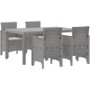 Trädgårds Matgrupp 5 pcs Ljusgrå PE Rattan vidaXL 150 x 100 x 73 cm – miniatyr 2