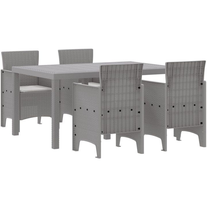 Trädgårds Matgrupp 5 pcs Ljusgrå PE Rattan vidaXL 150 x 100 x 73 cm – bild 2