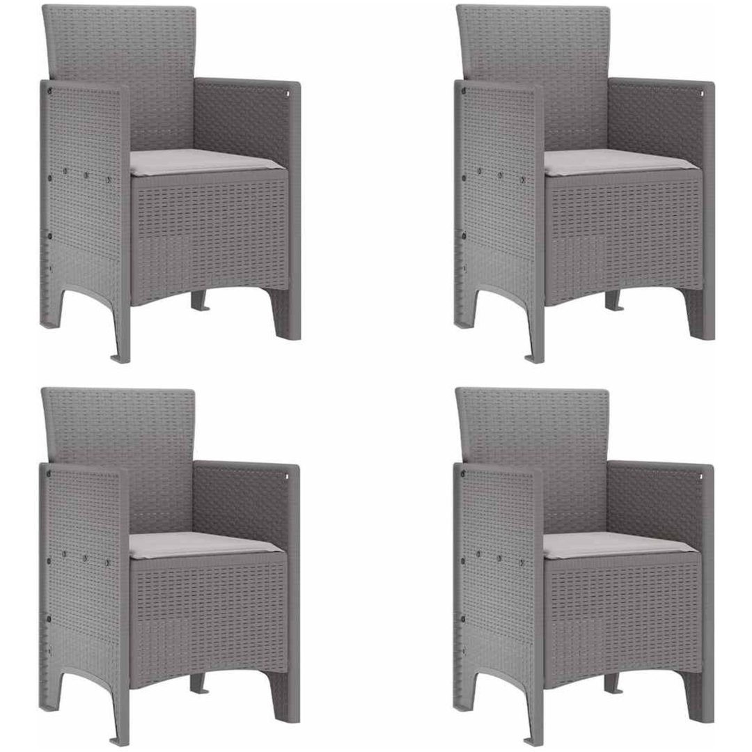 Trädgårds Matgrupp 5 pcs Ljusgrå PE Rattan vidaXL 150 x 100 x 73 cm – bild 4
