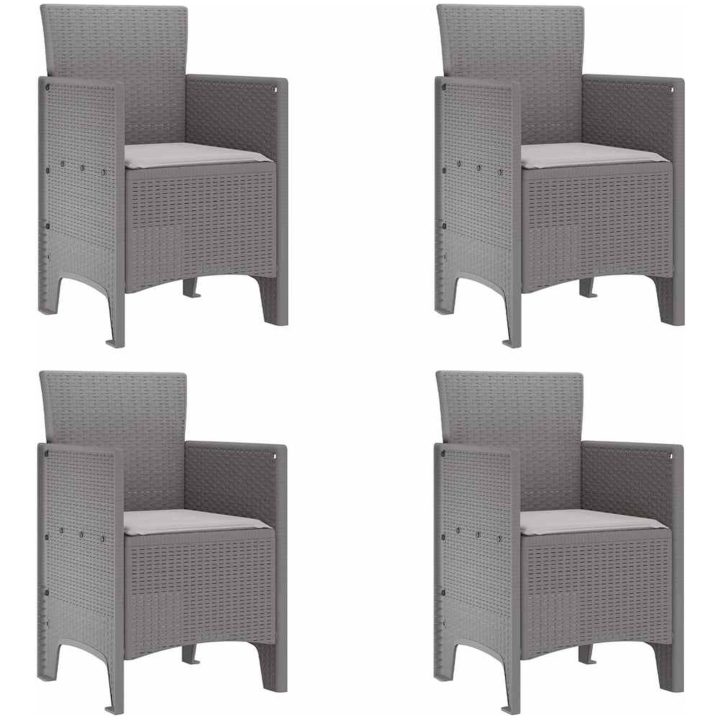 Trädgårds Matgrupp 5 pcs Ljusgrå PE Rattan vidaXL 150 x 100 x 73 cm – bild 4