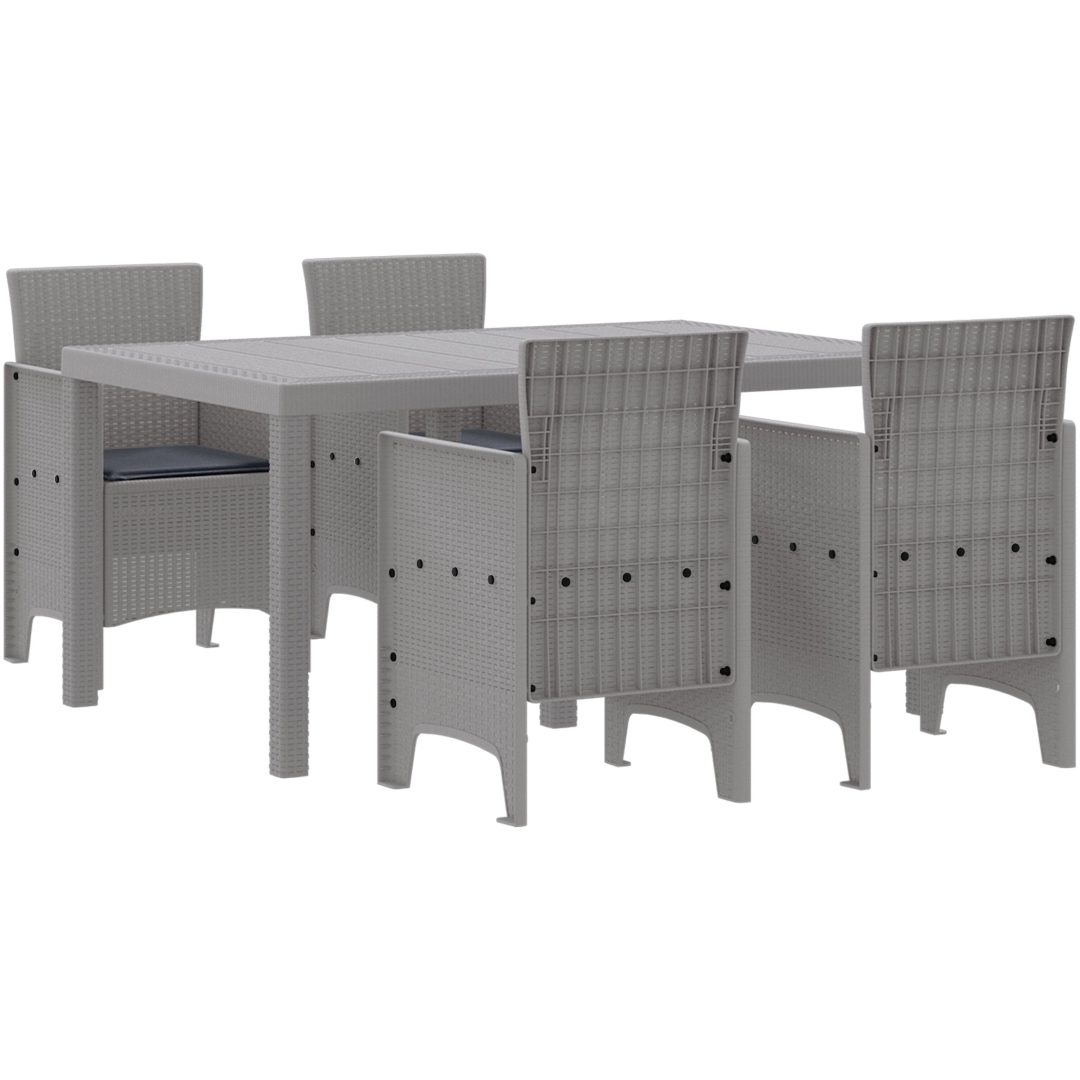 Trädgårds matgrupp 5 pcs Ljusgrå vidaXL 150 x 100 x 73 cm – bild 2