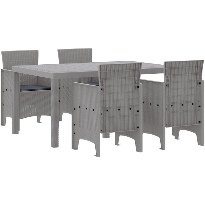 Trädgårds matgrupp 5 pcs Ljusgrå vidaXL 150 x 100 x 73 cm – bild 2