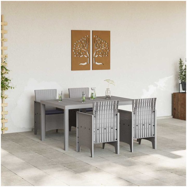 Trädgårds matgrupp 5 pcs Ljusgrå vidaXL 150 x 100 x 73 cm – bild 3