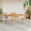 Trädgårds matgrupp 5 pcs Massivt akaciaträ & rostfritt stål vidaXL 180 x 90 x 75 cm – miniatyr 4
