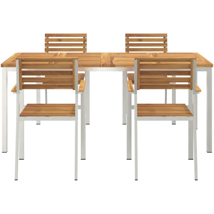 Trädgårds matgrupp 5 pcs Massivt akaciaträ & rostfritt stål vidaXL 180 x 90 x 75 cm – bild 7