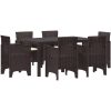 Trädgårds matgrupp 7 pcs Brun PE Rattan vidaXL 150 x 100 x 73 cm – miniatyr 2