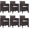 Trädgårds matgrupp 7 pcs Brun PE Rattan vidaXL 150 x 100 x 73 cm – miniatyr 4
