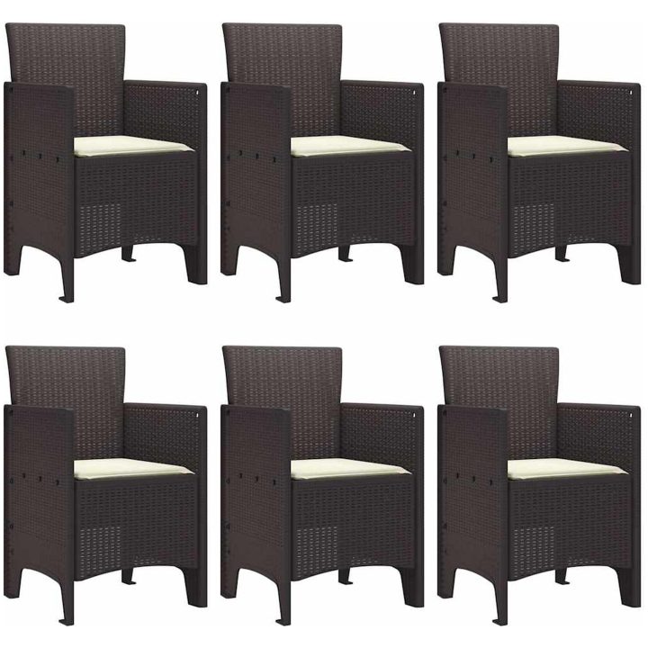 Trädgårds matgrupp 7 pcs Brun PE Rattan vidaXL 150 x 100 x 73 cm – bild 4