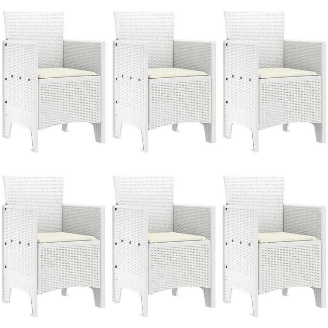 Trädgårds Matgrupp 7 pcs Vit Konstrotting vidaXL 150 x 100 x 73 cm – bild 4