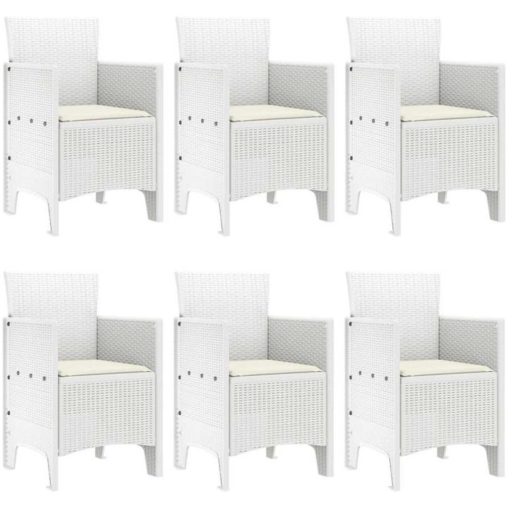 Trädgårds Matgrupp 7 pcs Vit Konstrotting vidaXL 150 x 100 x 73 cm – bild 4