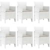 Trädgårds matgrupp 7 pcs Vit Rattan / Polyester vidaXL 150 x 100 x 73 cm – miniatyr 4