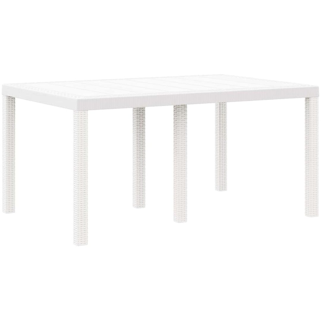 Trädgårds matgrupp 7 pcs Vit Rattan / Polyester vidaXL 150 x 100 x 73 cm – bild 5