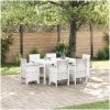 Trädgårds matgrupp 7 pcs Vit Rattan / Polyester vidaXL 150 x 100 x 73 cm – miniatyr 1